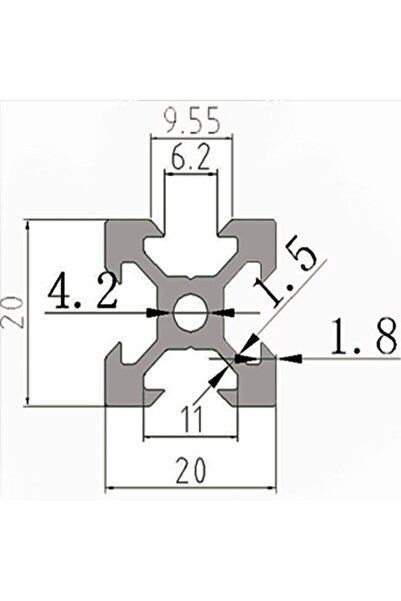 Sigma 20X20 V Slot Sigma Profil (6 Kanal) - Metraj / 2 Mt