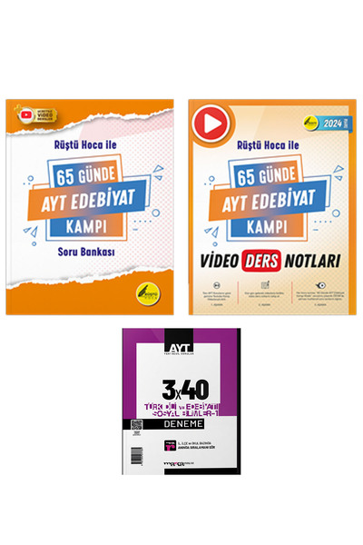 Rüştü Hoca 65 Günde AYT Edebiyat Kamp Kitabı ve Video Ders Notları Seti + Deneme