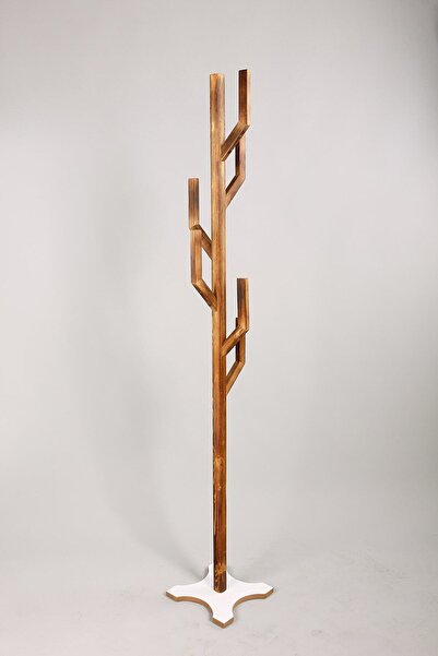 TALASCH Ahşap Ayaklı Askılık Portmanto Elbise Askısı Modern Mdf Ayak Beyaz Ceviz