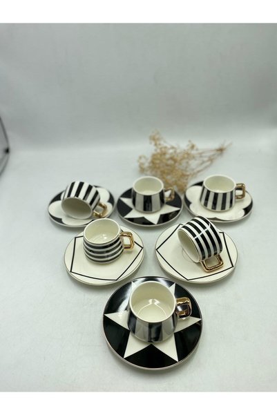 777Home Gonul Porcelain Gilded Detail Porcelain Coffee Cup Set