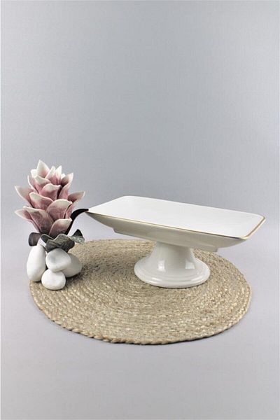 Laviss White Gold Footed Chocolate Plate 28x16.5cm H:10.5cm