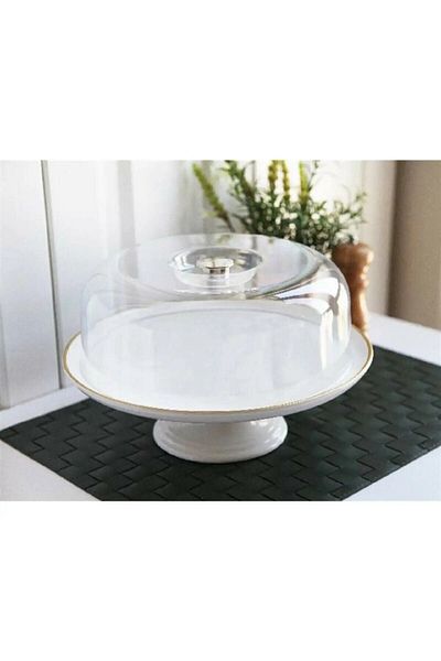 IŞILTISHOPPİNG Gönül White Gold Footed Cake Dome