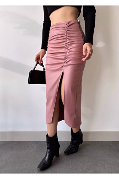 ÇEÇİM FEMEI FUSTA MIDI DE PIELE IMPRESIATĂ ZYN-58538