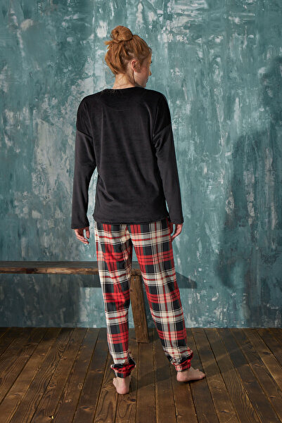 Mihra 13351-57 Plaid Soft Velvet Pajama Set (MOTHER GIRL'S COMBINABLE)