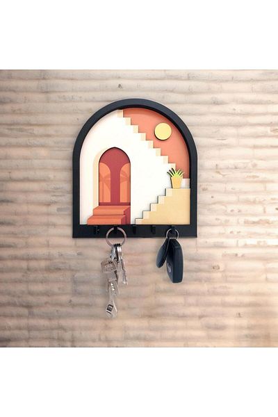 CajuArt 3d Layered Orange Abstract Ladder Design - Switched Wall Hanger