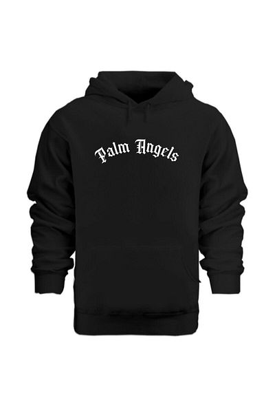 AY MONTANA Palm Angels Design Printed Unisex Black Hoodie Hooded Sweatshirt