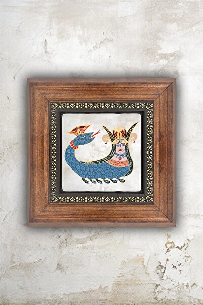 beedene Şahmaran Çerçeveli Tablo Doğal Taş Duvar Dekoru Şahmeran 20x20cm Wall Decor
