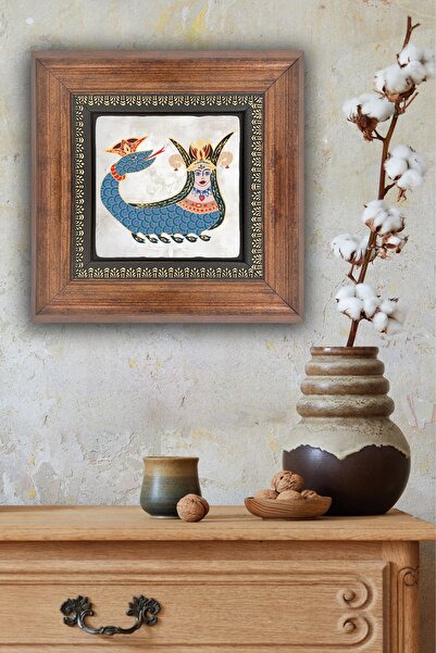 beedene Şahmaran Çerçeveli Tablo Doğal Taş Duvar Dekoru Şahmeran 20x20cm Wall Decor