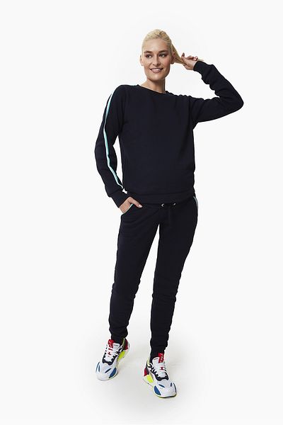 Style The Bump Silvia Stripe Detailed Navy Blue Tracksuit Set
