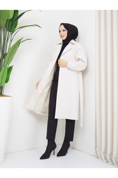 KMKkombin KMKKOMBİN NEW SEASON BELT DOUBLE-BREASTED COLLAR CACHET COAT SEYİT ÖZEL