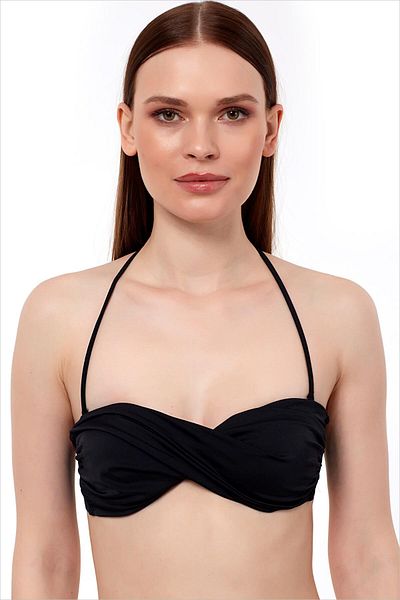 AYYILDIZ 63508 Μαύρο Twist Στράπλες Μπικίνι Τοπ