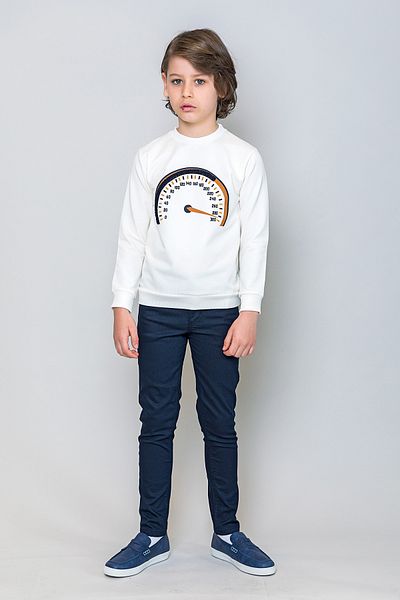 incity Boy's Navy Blue Adjustable Back Pocket Embroidery Detailed Trousers