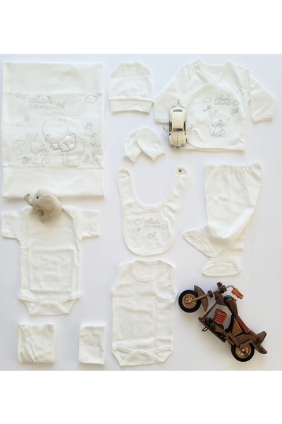 Zıpır Baby Yeni Doğan Bebek Giyim 10 Parça Hastane Çıkışı 508 (ÜRÜN GÖRSEL SATICISI OGÜN BEBE)