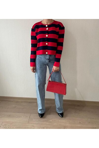 sienna STRIPED SHORT CARDIGAN