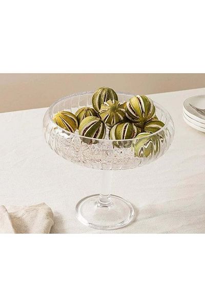 Jenisa Handmade Linea Glass Footed Small Presentation Bowl Sugar Bowl 17X14.5 Cm