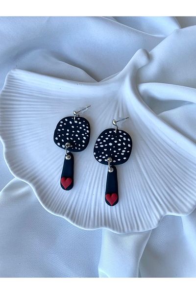 TREND Miyamila Collection Black Spots Polymer Earrings