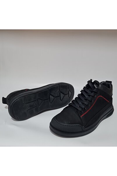 KOMCERO Bağlı Fermuarlu Yarı Boğazlı %100 Hakiki Deri Dikişli Model Erkek Bot K0553-7268