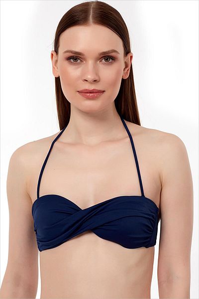 AYYILDIZ 63508 Navy Blue Twist Strapless Bikini Top