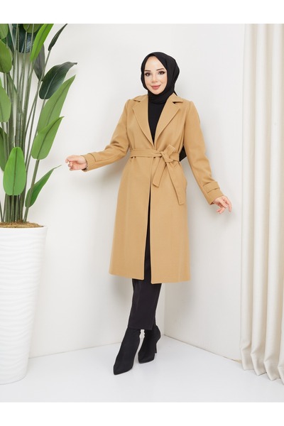 KMKkombin KMKKOMBİN ΓΥΝΑΙΚΕΙΟ ΠΑΛΤΟ ΜΑΝΙΚΙ ΖΩΝΗΣ ΧΩΡΙΣ ΚΟΥΜΠΙ