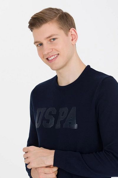 U.S. Polo Assn. Ανδρικό πλεκτό πουλόβερ Navy Blue Crew Neck