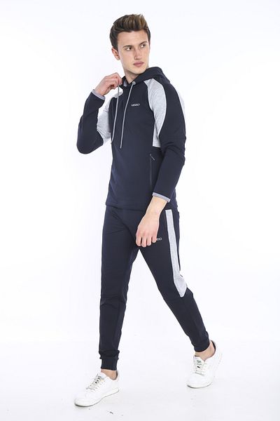 NEED LİFE Men's Navy Blue Daily Hooded Sweat Tracksuit Set