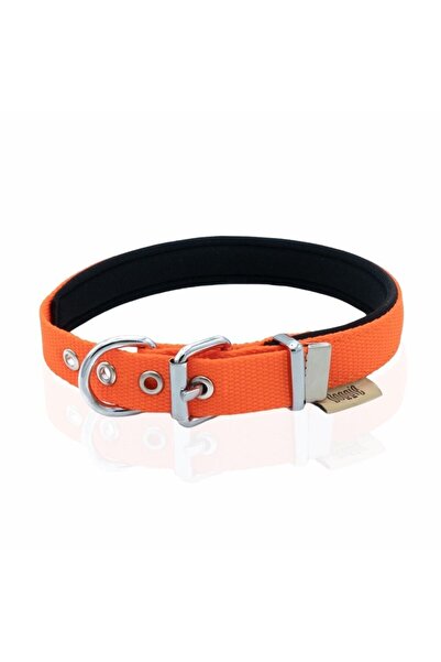 Doggie Konforlu Dokumadan El Yapımı Köpek Boyun Tasması 2x35-40cm Turuncu
