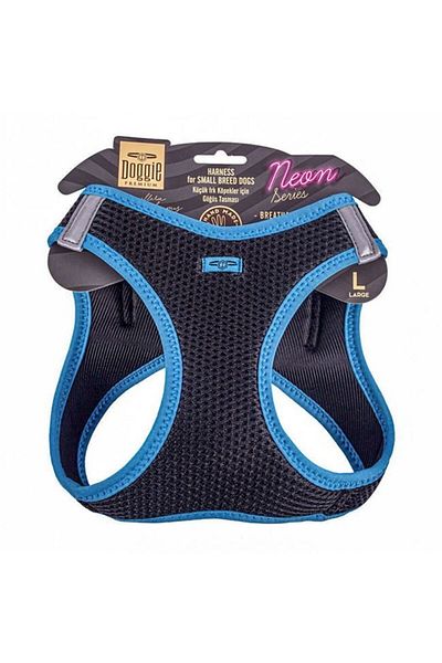 Doggie Cool Woven Neon Series Small Breed Chest Collar Size L Blue 42-48 Cm
