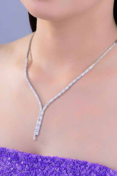 BARIŞ TAKI 925 Ayar Gümüş İnce Baget Modern Tarzlı Kolye