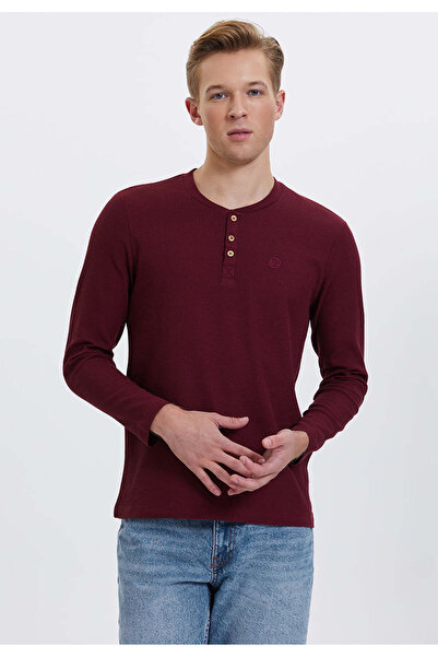 WESTMARK LONDON Ανδρικό μπλουζάκι με μακρυμάνικο κορδόνι από βαμβακερό κόκκινο χρώμα Regular Fit Essentials