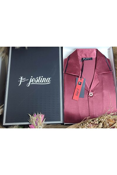 JESTİNA DAMAT DOWERY FLAT SATIN PAJAMAS SET