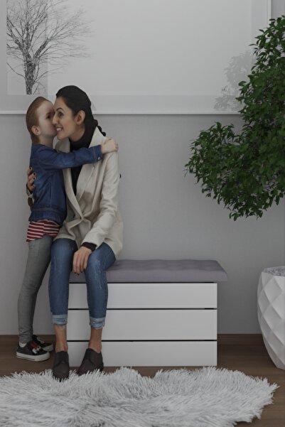 moka park avm Mimoza Çok Amaçlı Tabure Antre Hol Ayakkabı Önü Beyaz