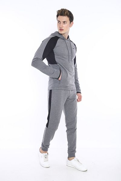 NEED LİFE Men's Anthracite Casual Hooded Sweat Tracksuit Set