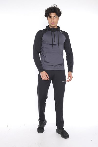 NEED LİFE Men's Black Gray Diver Fabric Tracksuit Set
