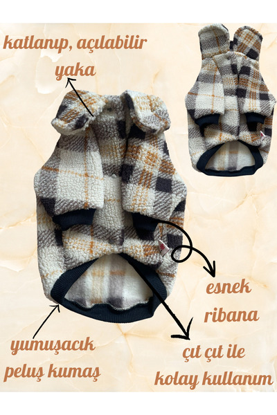 Barneystore Kedi Köpek Peluş Ceket ( Çıt çıtlı)