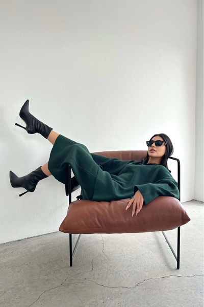 Eka Γυναικεία σμαραγδένια πράσινη φούστα με ριμπ φερμουάρ 1014-3099