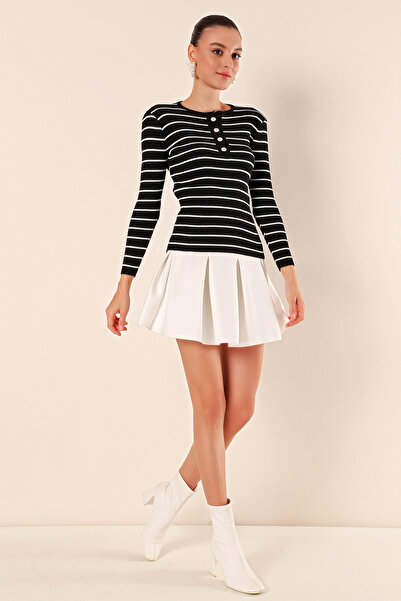 Bigdart 15821 Buttoned Knitwear Sweater - Black