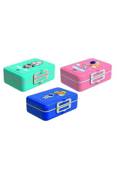 Gıpta Blue-me Tondo Plastic Patterned Lunch Box 1 Liter (mixed Color 1 Piece) K7505