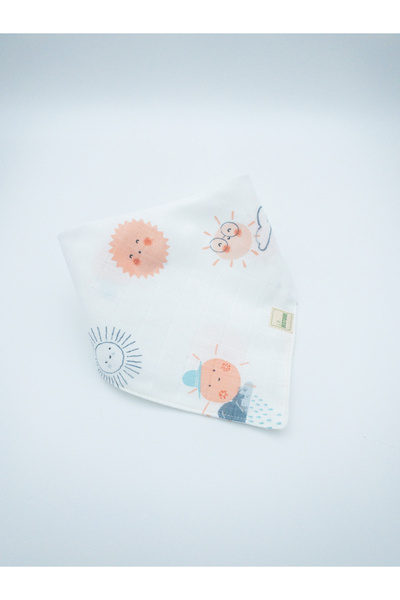 Le Petite Histoire Double Layer 100% Cotton Orange Sun Muslin Baby Drool Bib-...