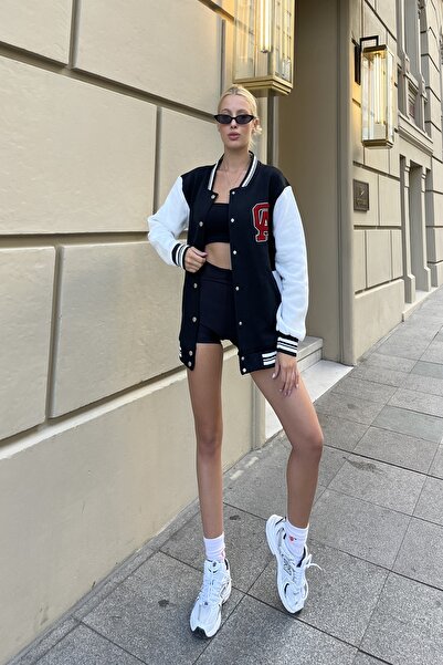 Fashiontayt سترة جامعية بأكمام طويلة و3 خيوط