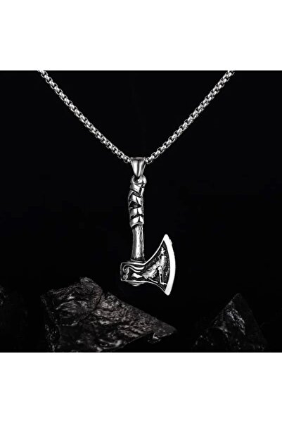 Herşey Nota Viking balta kolye Retro İskandinav Rune Howling çelik