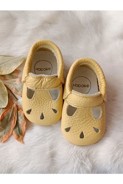 Hodore Wizy Yellow Genuine Leather Baby Booties Moccasin