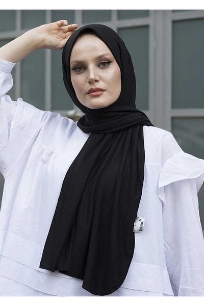 SOYTEMİZ Schal aus gekämmter Baumwolle, speziell genäht, lang, saisonal, Schwarz