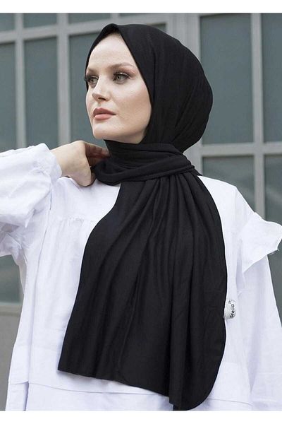 SOYTEMİZ Schal aus gekämmter Baumwolle, speziell genäht, lang, saisonal, Schwarz