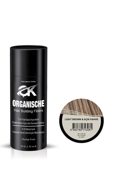 Organische Keratin Tozu 50 Gr. Yerli Üretim Açık Kahve Topik Saç Tozu Yeni Fo...