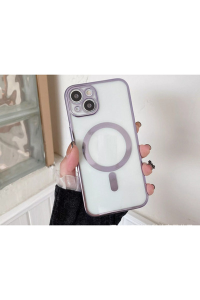 UnDePlus Apple iPhone 15 Plus Kılıf Magsafe Kamera Lensli Korumalı Şeffaf Sil...