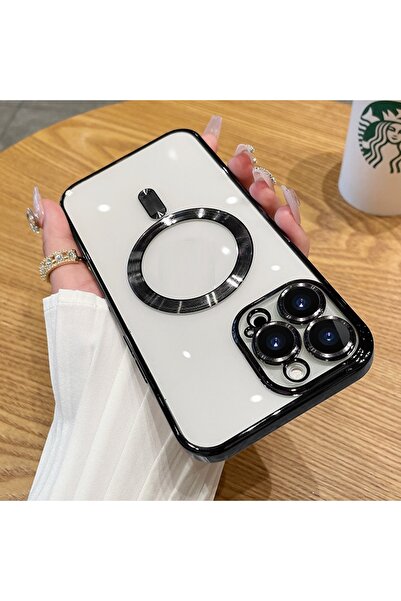 UnDePlus Apple iPhone 15 Pro Max Kılıf Magsafe Kamera Lensli Korumalı Şeffaf ...