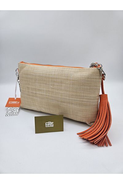 DSN Tasseled Wicker Fabric Chain Hanger Klac Orange