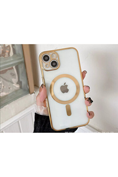 UnDePlus Apple iPhone 15 Kılıf Magsafe Kamera Lensli Korumalı Şeffaf Silikon Kapak