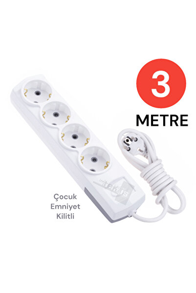 Tek-İş Grup Priz Topraklı 4 Lü 3 Metre Çocuk Korumalı Çoklu Priz Seyyar Ara K...