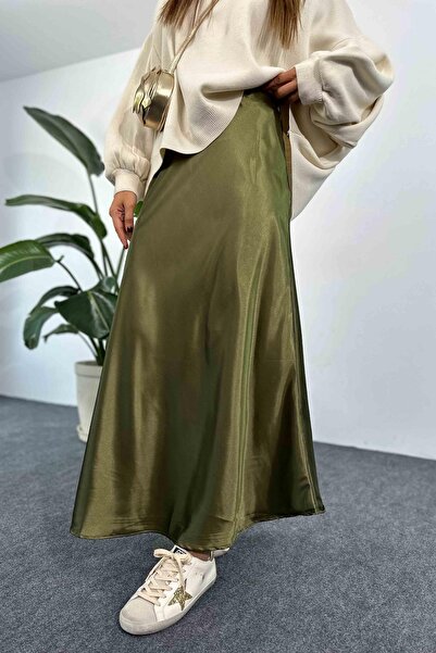 Fiori Довга атласна спідниця максі розкішної якості з еластичною талією